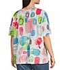 Color:Blo Multiple - Image 5 - Plus Size Knit Abstract Geometric Print Crew Neck Elbow Length Sleeve Tunic