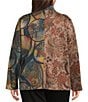 Ali Miles Plus Size Knit Floral Abstract Point Collar Long Sleeve Button Front Jacket - Image 2
