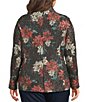 Ali Miles Plus Size Knit Floral Print Notch Lapel Long Sleeve Sequin Detail Blazer - Image 2
