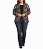 Ali Miles Plus Size Knit Floral Print Notch Lapel Long Sleeve Sequin Detail Blazer - Image 3