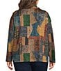 Ali Miles Plus Size Knit Geometric Cowl Neck Long Sleeve Pullover - Image 2