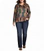 Ali Miles Plus Size Knit Geometric Cowl Neck Long Sleeve Pullover - Image 3