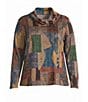 Ali Miles Plus Size Knit Geometric Cowl Neck Long Sleeve Pullover - Image 5