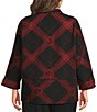 Ali Miles Plus Size Knit Jacquard Multi Abstract Wire Collar 3/4 Sleeve Button Front Shirt - Image 2