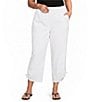 Ali Miles Plus Size Linen-Blend Straight Leg Cinch Tie Hem Pull-On Pants - Image 1