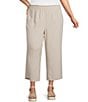 Ali Miles Plus Size Linen Blend Wide Leg Pull-On Cropped Pants - Image 1