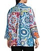 Ali Miles Plus Size Medallion Print Wire Collar 3/4 Sleeves Button Front Tunic, Color:Medallion Multi - Image 4