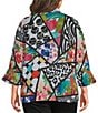 Ali Miles Plus Size Multi Abstract Wire Collar 3/4 Sleeve Button Front Jacket - Image 2