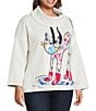Ali Miles Plus Size Novelty Animal Cat Print Quilted Knit Popover Tunic, Color:Gray Animal - Image 3