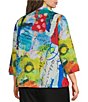Ali Miles Plus Size Printed Wire Collar 3/4 Sleeve Button Front Top - Image 4