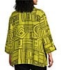 Ali Miles Plus Size Printed Woven Wire Collar 3/4 Sleeve Button-Front Blouse, Color:Citron - Image 4