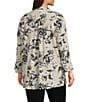 Ali Miles Plus Size Pucker Woven Printed Wire Collar 3/4 Sleeves Button Front Shirt, Color:Khaki - Image 4