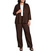 Ali Miles Plus Size Ribbed Waist Wide Leg Pants - Image 3