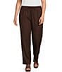 Ali Miles Plus Size Ribbed Waist Wide Leg Pants - Image 1