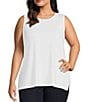 Ali Miles Plus Size Crepe Lux Crew Neck Sleeveless Tank, Color:White - Image 1