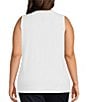 Ali Miles Plus Size Crepe Lux Crew Neck Sleeveless Tank, Color:White - Image 2