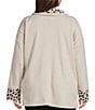 Ali Miles Plus Size Solid Animal Print Cowl Neck Long Sleeve Popover Tunic, Color:Neutral Animal - Image 2