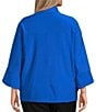 Ali Miles Plus Size Stand Collar 3/4 Sleeve Hi-Low Hem Button-Front Jacket, Color:Royal - Image 3