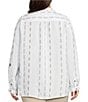 Ali Miles Plus Size Stripe Dotted Geometric Wire Collar 3/4 Roll-Tab Sleeve Tunic, Color:French Almond - Image 4