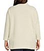 Color:Winter White - Image 2 - Plus Size Textured Knit Mock Neck 3/4 Sleeve Side Button Hem Detail Tunic