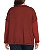 Ali Miles Plus Size Textured Knit Round Neck Long Sleeve Button Detail Pullover Top - Image 2