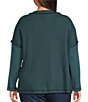 Ali Miles Plus Size Textured Knit Round Neck Long Sleeve Button Detail Pullover Top - Image 6