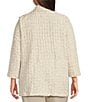 Color:Oatmeal - Image 2 - Plus Size Textured Knit Shawl Collar 3/4 Sleeve Open-Front Kimono