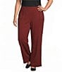 Ali Miles Plus Size Textured Knit Wide Leg Elastic Waistband Pull-On Coordinating Pants - Image 1