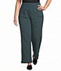 Ali Miles Plus Size Textured Knit Wide Leg Elastic Waistband Pull-On Pants - Image 1