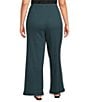 Ali Miles Plus Size Textured Knit Wide Leg Elastic Waistband Pull-On Pants - Image 2