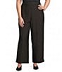Ali Miles Plus Size Textured Knit Wide Leg Pull-On Pants - Image 1