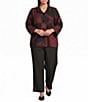 Ali Miles Plus Size Textured Knit Wide Leg Pull-On Pants - Image 3