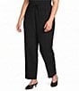 Ali Miles Plus Size Textured Woven Elastic Waistband Pull-On Pants - Image 1