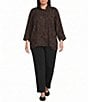 Ali Miles Plus Size Textured Woven Elastic Waistband Pull-On Pants - Image 3