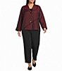 Ali Miles Plus Size Textured Woven Jacquard Point Collar Long Sleeve Button Front Jacket - Image 3