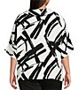 Ali Miles Plus Size Woven Abstract Cowl Neck Short Dolman Sleeve Pullover Top - Image 2
