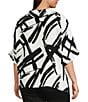 Ali Miles Plus Size Woven Abstract Cowl Neck Short Dolman Sleeve Pullover Top - Image 4