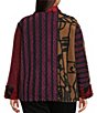 Ali Miles Plus Size Woven Abstract Mix Media Stand Collar Long Sleeve Button-Front Jacket - Image 2