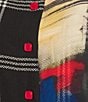 Ali Miles Plus Size Woven Abstract Multi Checked Stand Collar 3/4 Cuffed Sleeve Button Front Tunic, Color:Abstract Multi - Image 6