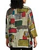 Ali Miles Plus Size Woven Abstract Multi Print Round Neck 3/4 Sleeve Hi-Low Hem Tunic, Color:Abstract Multi - Image 4