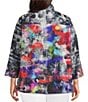 Ali Miles Plus Size Woven Abstract Multi Wire Collar 3/4 Sleeve Button-Front Jacket, Color:Abstract Multi - Image 2