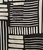 Ali Miles Plus Size Woven Abstract Stripe Square Print Point Collar 3/4 Cuff Sleeve Tunic, Color:Black/Ivory - Image 6
