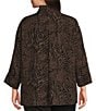 Ali Miles Plus Size Woven Animal Dotted Print Wire Collar 3/4 Sleeve Button-Front Tunic - Image 2