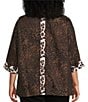 Ali Miles Plus Size Woven Animal Print Point Collar 3/4 Sleeve Contrast Trim Hi-Low Hem Tunic, Color:Multi Animal Print - Image 2