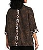Ali Miles Plus Size Woven Animal Print Point Collar 3/4 Sleeve Contrast Trim Hi-Low Hem Tunic, Color:Multi Animal Print - Image 4