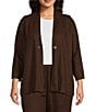 Ali Miles Plus Size Woven Band Collar 3/4 Sleeve Singe Button Front Jacket - Image 1