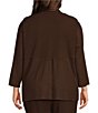 Ali Miles Plus Size Woven Band Collar 3/4 Sleeve Singe Button Front Jacket - Image 3
