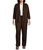 Ali Miles Plus Size Woven Band Collar 3/4 Sleeve Singe Button Front Jacket - Image 4