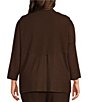Ali Miles Plus Size Woven Band Collar 3/4 Sleeve Singe Button Front Jacket - Image 2