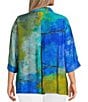 Ali Miles Plus Size Woven Color Block Print Point Collar 3/4 Sleeve Button Front Tunic, Color:Blue Multi - Image 2